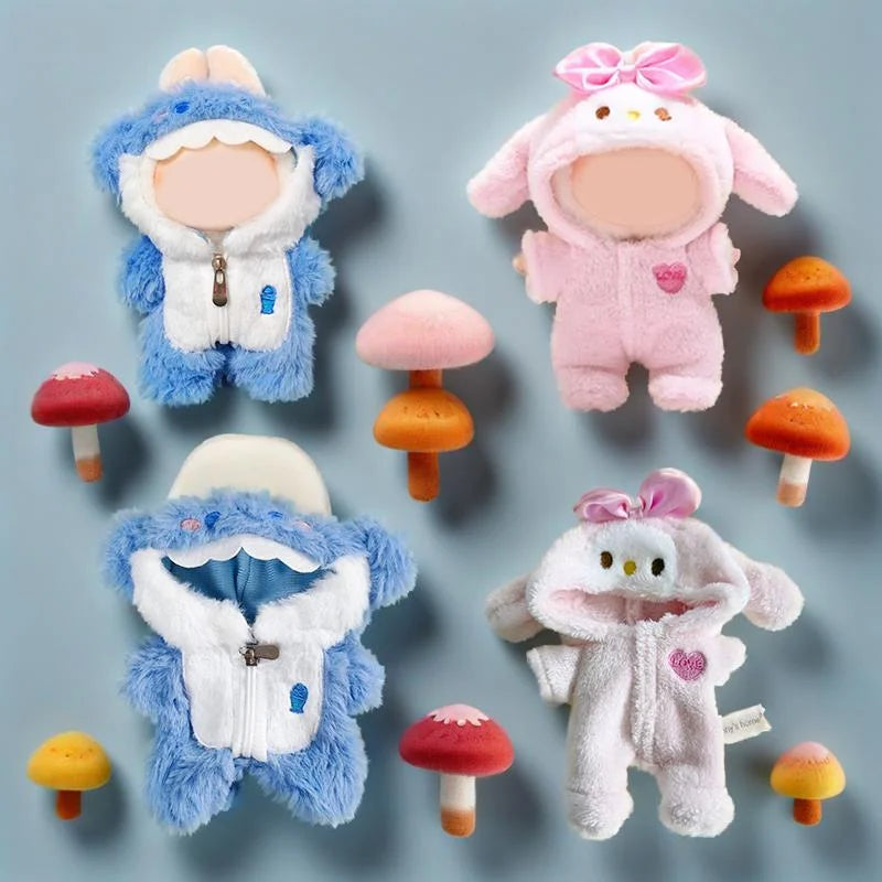 For Labubu V3 Baby Doll Clothes Penguin Jumpsuit Labubu I II Idol Dolls 15/17cm Plush Doll Clothes Sitting Party Accessories