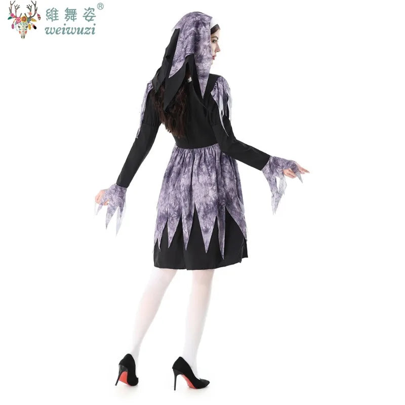 New Halloween Costume Adult Women Priest Cross Maria Dress Nun's uniform Dark Night Vampire Ghost Doll Terror Theme Party Fancy