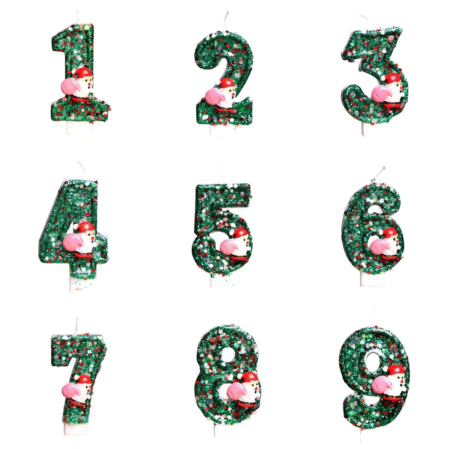 Sparklers Birthday Candle 0-9 Number Digital Candles Santa Claus Cake Topper Birthday Christmas Party Decoration Baby Shower