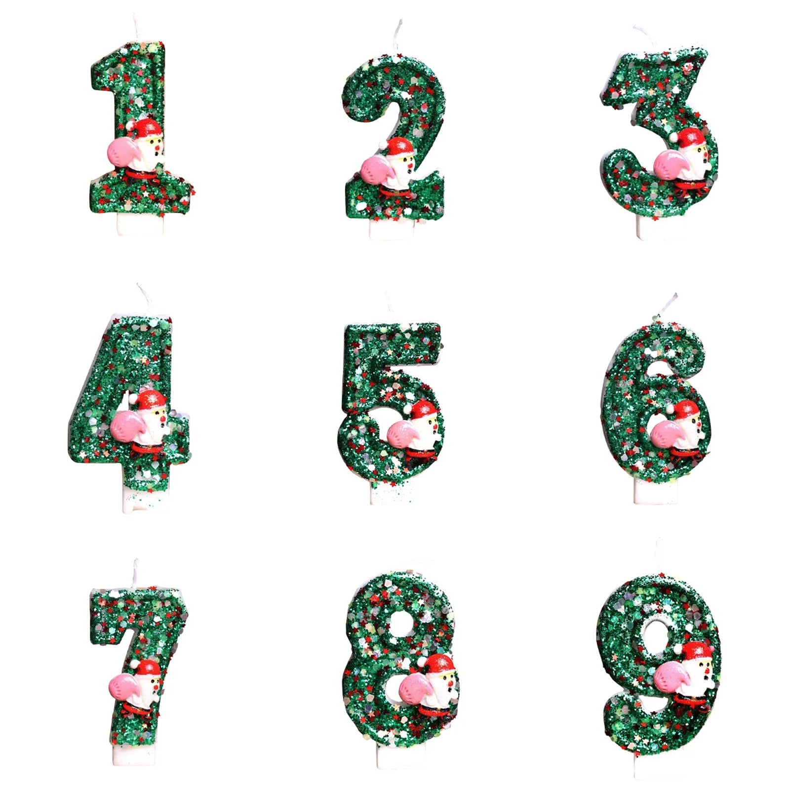 Sparklers Birthday Candle 0-9 Number Digital Candles Santa Claus Cake Topper Birthday Christmas Party Decoration Baby Shower