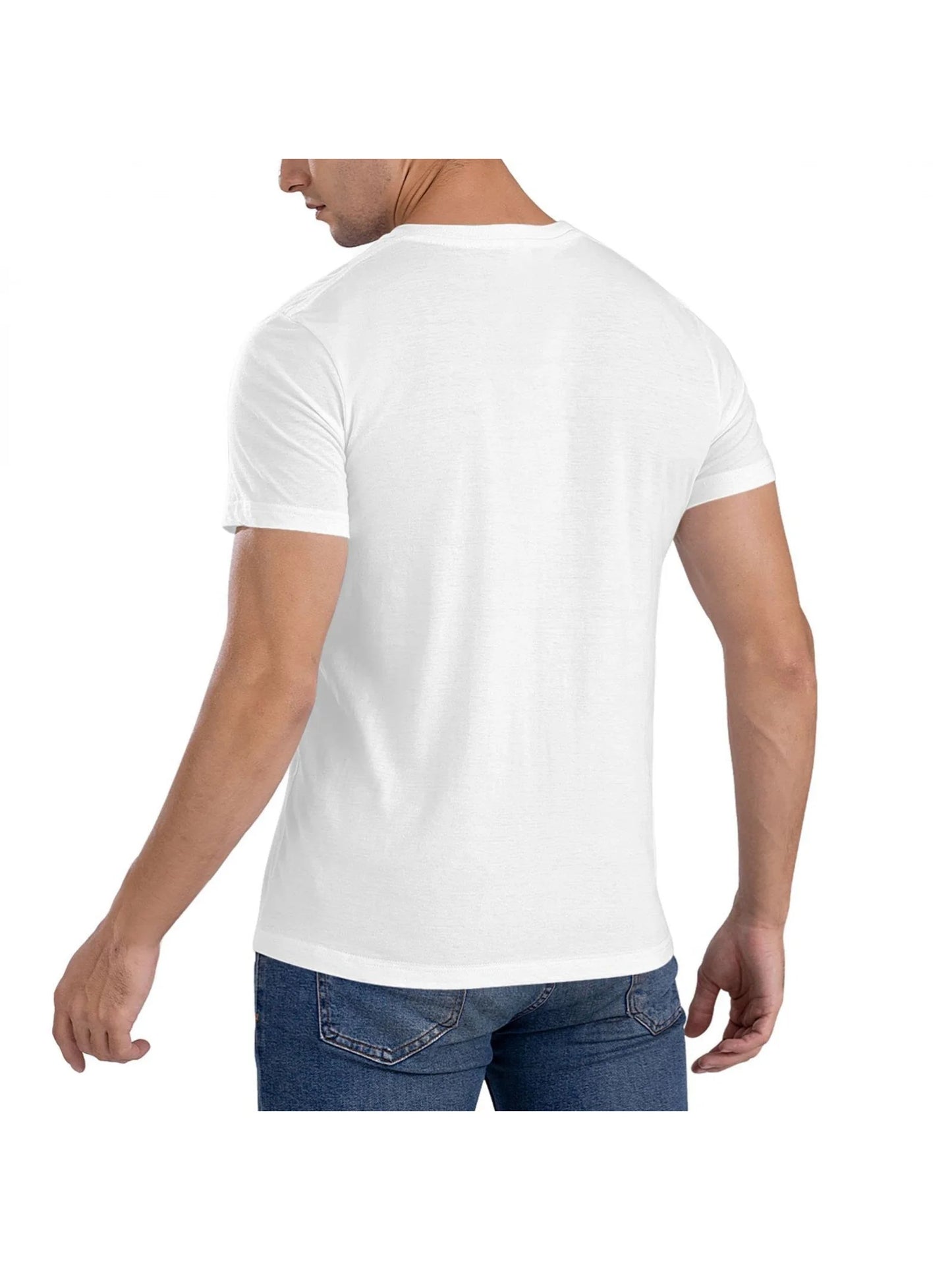 Men's Fun Cartoon Pattern T-Shirt - Soft and Breathable Street Style Short Sleeve Crew Neck with Cat Alien and Earth Design