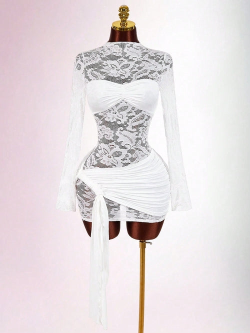 New Stylish Lace Hollow-out Sheer Dress For International Trade