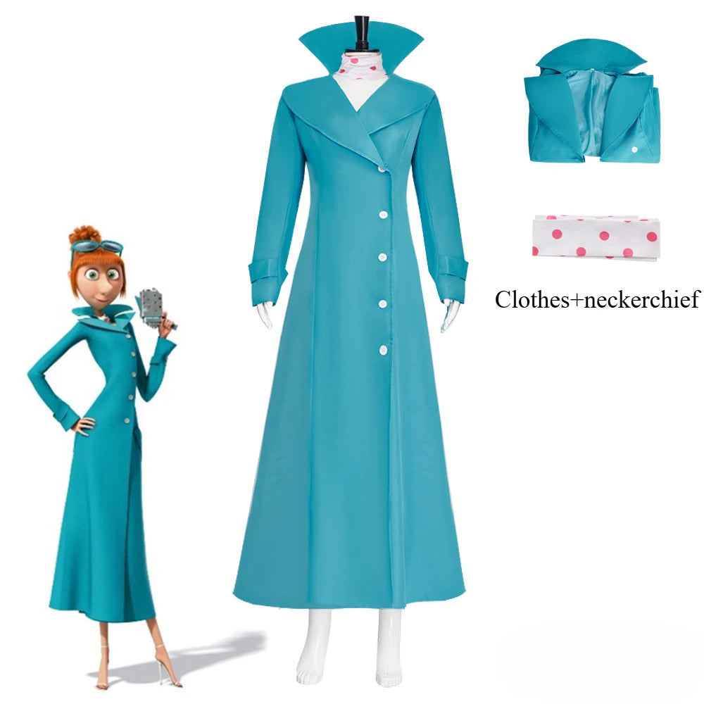 Lucy Wilde Cosplay Costume Blue Long Jacket Animated Movies Lucy's Overcoat Wome Halloween Partyn's Trench Coat Wig for Woman