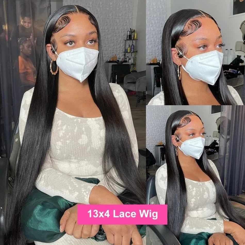 180 Density 13x6 HD Bone Straight Lace Front Wigs Human Hair 30 40Inch 13x4 Transparent Lace Frontal Human Hair Wigs For Women