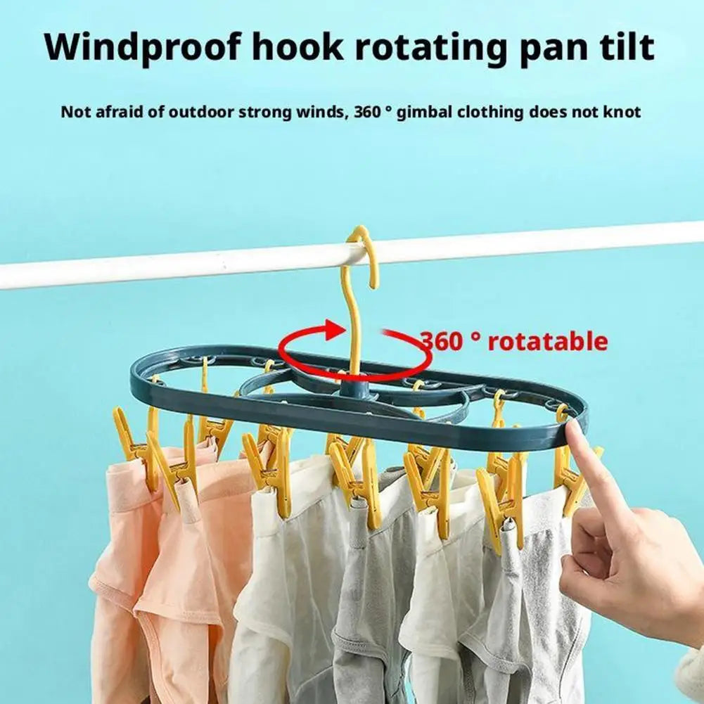 Household Plastic Clothes Drying Rack 12-clip Plastic Socks Hanger, Underwear Clothes Drying Rack, Clothes Rack For Baby