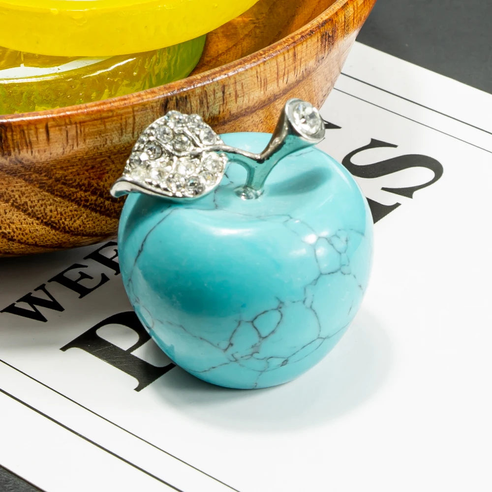 Natural Crystal Apple Jewelry Quartz Home Decoration Christmas Gift 15 Colors Healing Spirit Lucky Halo Desktop Ornament