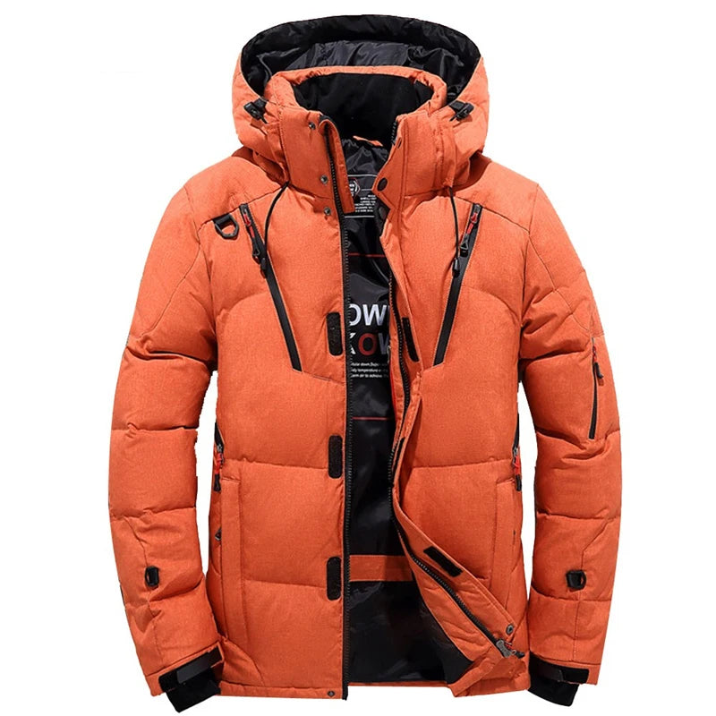 Down Jacket Male Winter Men White Duck Down Jacket Hooded Outdoor Thick Warm Padded Snow Coat Oversize M-4XL