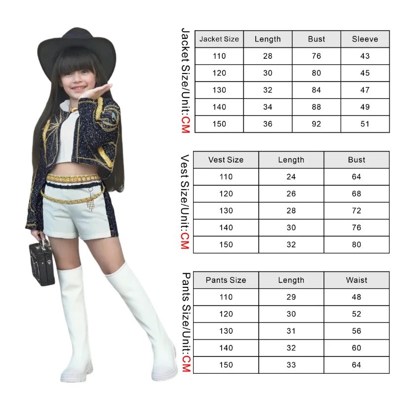 Rumi Demon Hunters Black White Cosplay Costume Halloween Stage Girl K-Pop Group Idol Vest Coat Shorts 3-piece Uniform Outfit