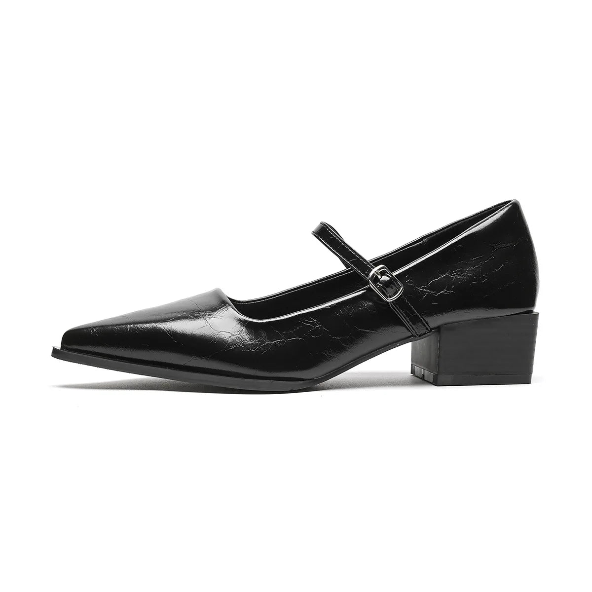Women Chunky Heel Silver Mary Jane Shoes Spring New Women Pointed Toe Single Shoes Fashion Shallow Thick Heel Wedding Party Shoe