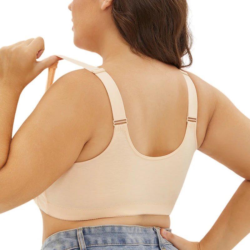 A-G Cup Women Plus Size Bra Front Closure Push Up Wire Free Brassiere Sexy Wireless Lace Breathable Bralette Underwear Lingerie