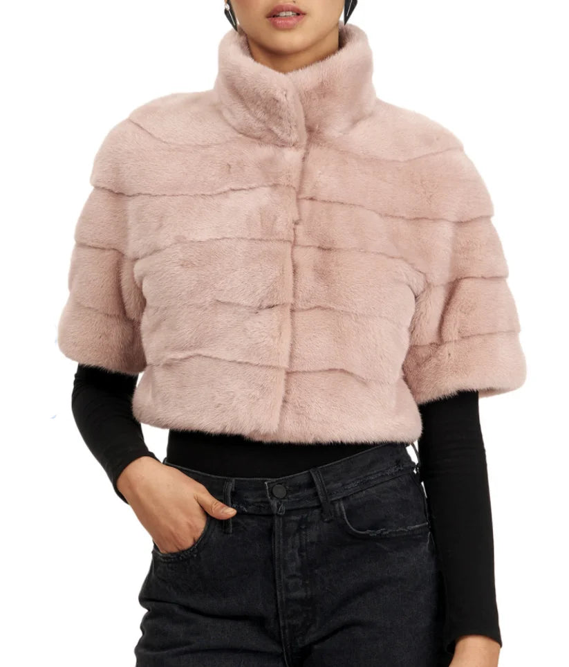 Women's 100% Mink Fur Short Jacket, Winter Jacket, Leisure Fashion, New, 2024