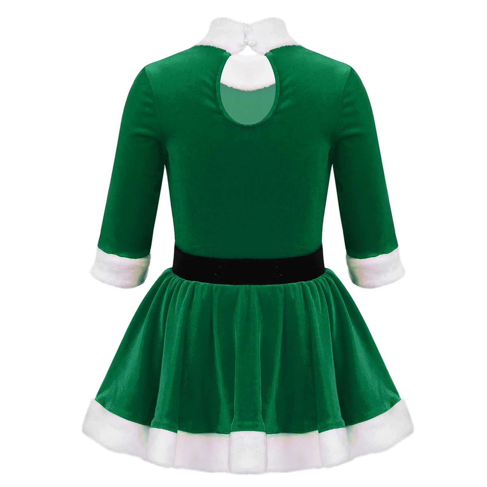 Kids Girls Christmas Santa Dance Costume Carnival Dresses Figure Ice Skating Roller Skating Ballet Dance Velvet Leotard Dress