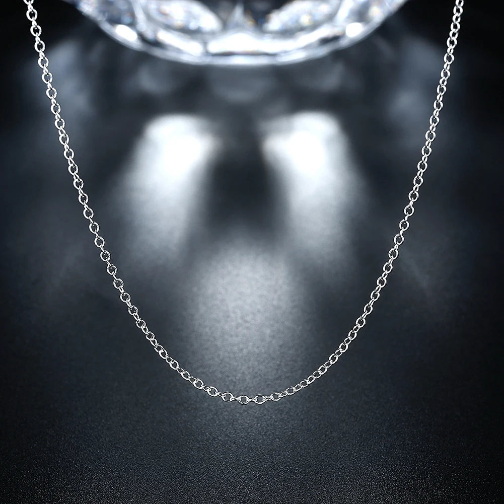 10pcs/Lot 925 sterling silver circle chain necklace for women 45-60CM fashion party wedding Jewelry Christmas gifts  pendant