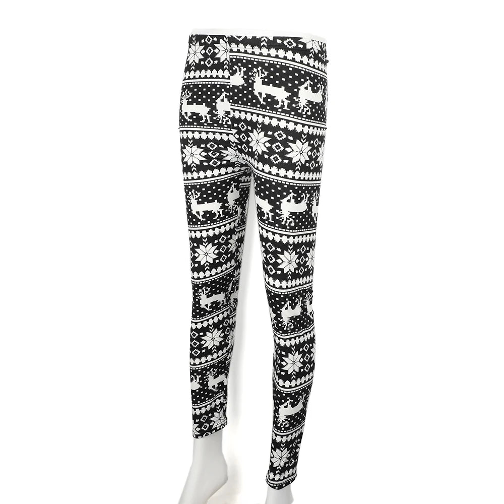 Christmas Women's Leggings Pants Snowflake Elk Printed High Waist Skinny Trouser Fitness Stretch Pants Christmas Party Clothes