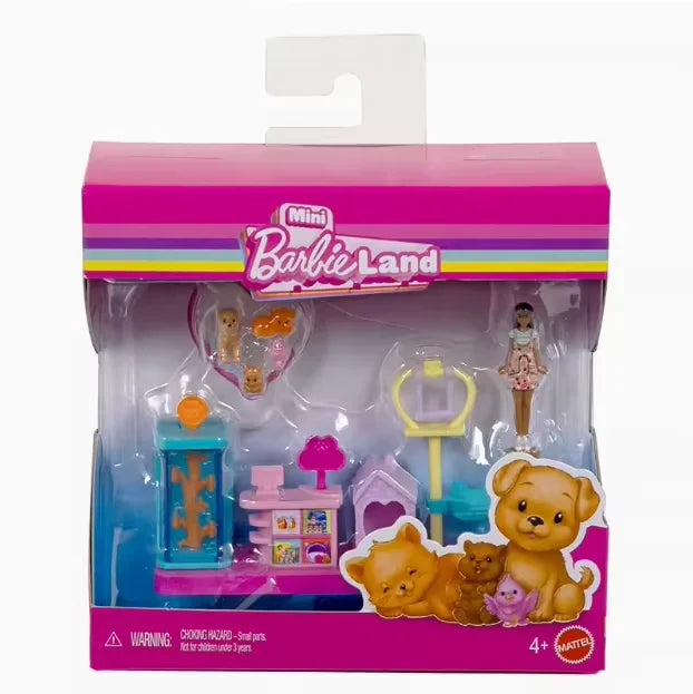 Original Mini Barbieland Doll House Hair Salon Pet Boutique Supermarket Bakery movie theater Toy For Girl Birthday Gift In Stock