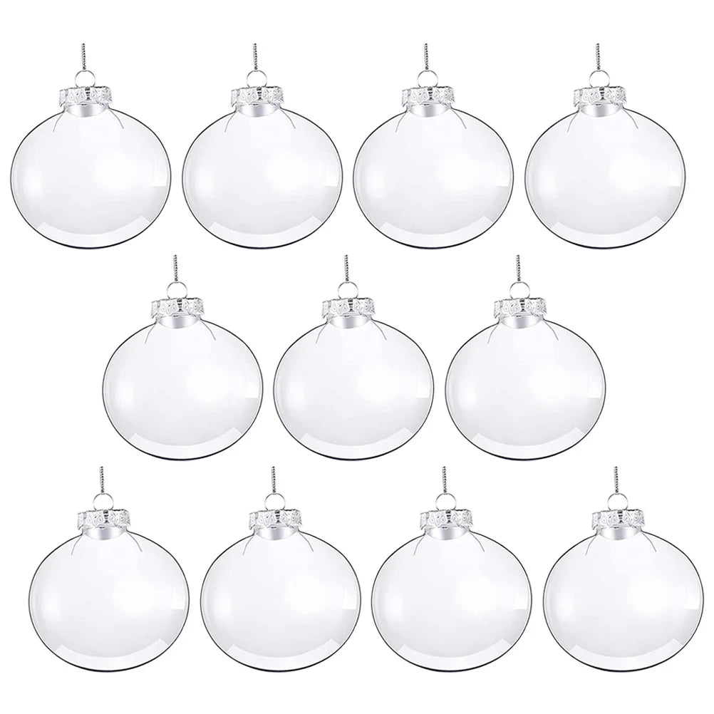 12pcs DIY 60mm Transparent Clear Bauble Fillable Balls Christmas Tree Balls Christmas Tree Hanging Decor Xmas Party
