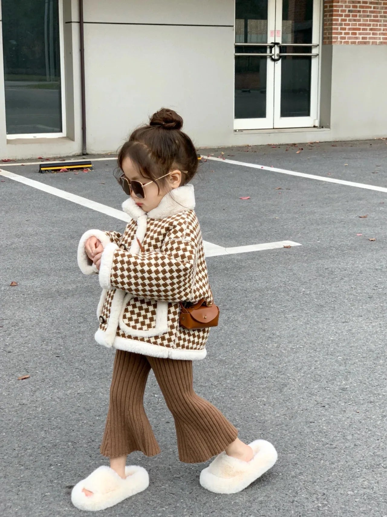 Plaid Fashion Girls Fleece Jacket Thermal Toddler Kids Coat Warm Children's Winter Clothes