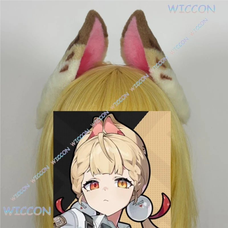Bestnify@Zenless Zone Zero Alice Fluffy Animal Ears Tail Set Adjustable Headband Hair Clip Cosplay Costume Anime Game Halloween