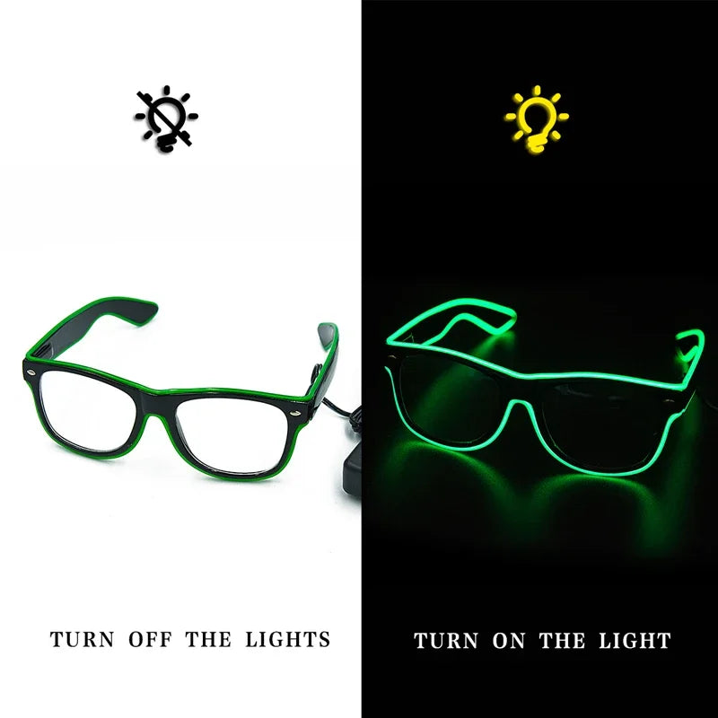 1PC Flashing EL Wire Led Glasses Luminous Party Decorative Lighting Classic Novelty Gift Bright LED Light Up Party SunGlasses