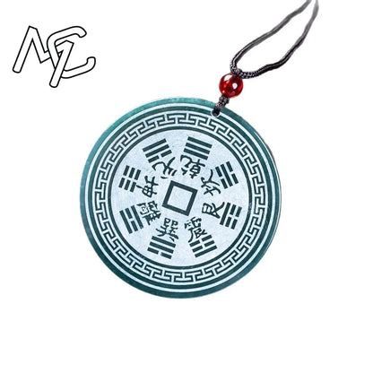 Real Natural Jadeite Blue Water Mountain Ghost Coin Pendant Necklace Carved Charm Jewelry Fashion Amulet Gifts for Men Women