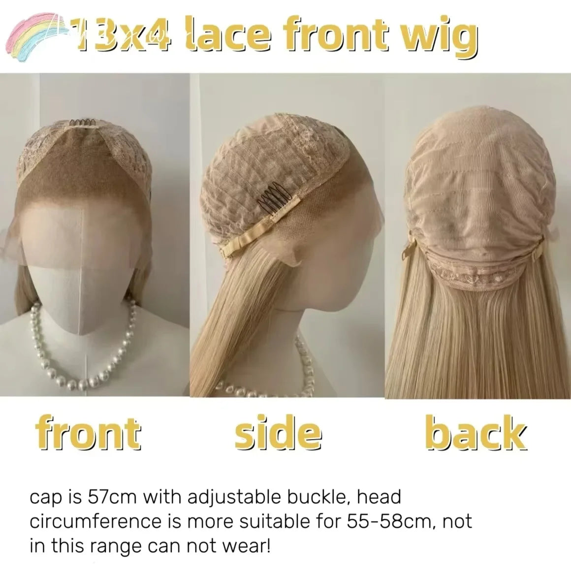 Ombre Blonde Pink Lace Front Wig 13*4 26inch Long Straight Lace Front Wig Synthetic High Temperature Fibers Glueless Pastel Wigs