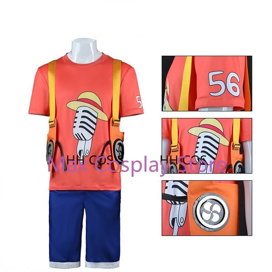 Max Anime Film Red Luffy Cosplay Costume Kids Adults Halloween Outfit Role Play
