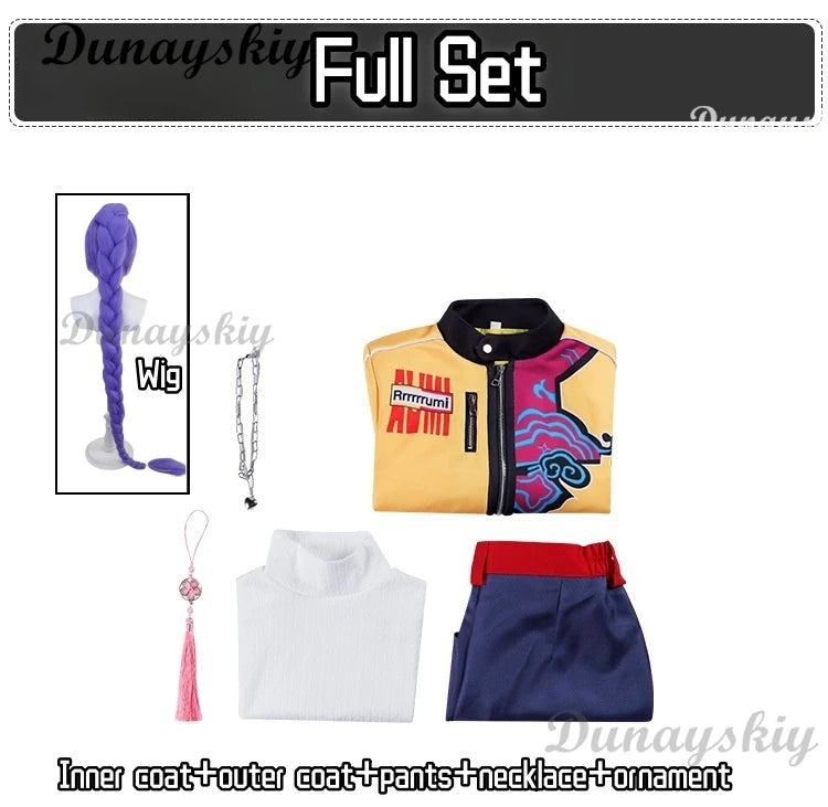 K-Pop Rumi Cosplay Costume Wig And Stage Coat Set Demon Hunter Short Outfit Sexy Halloween Roleplay Women's Group Idol Costume