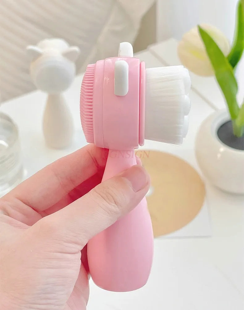 Portable face wash brush, silicone brush, facial cleanser, foam maker, cute cat claw cleaning brush