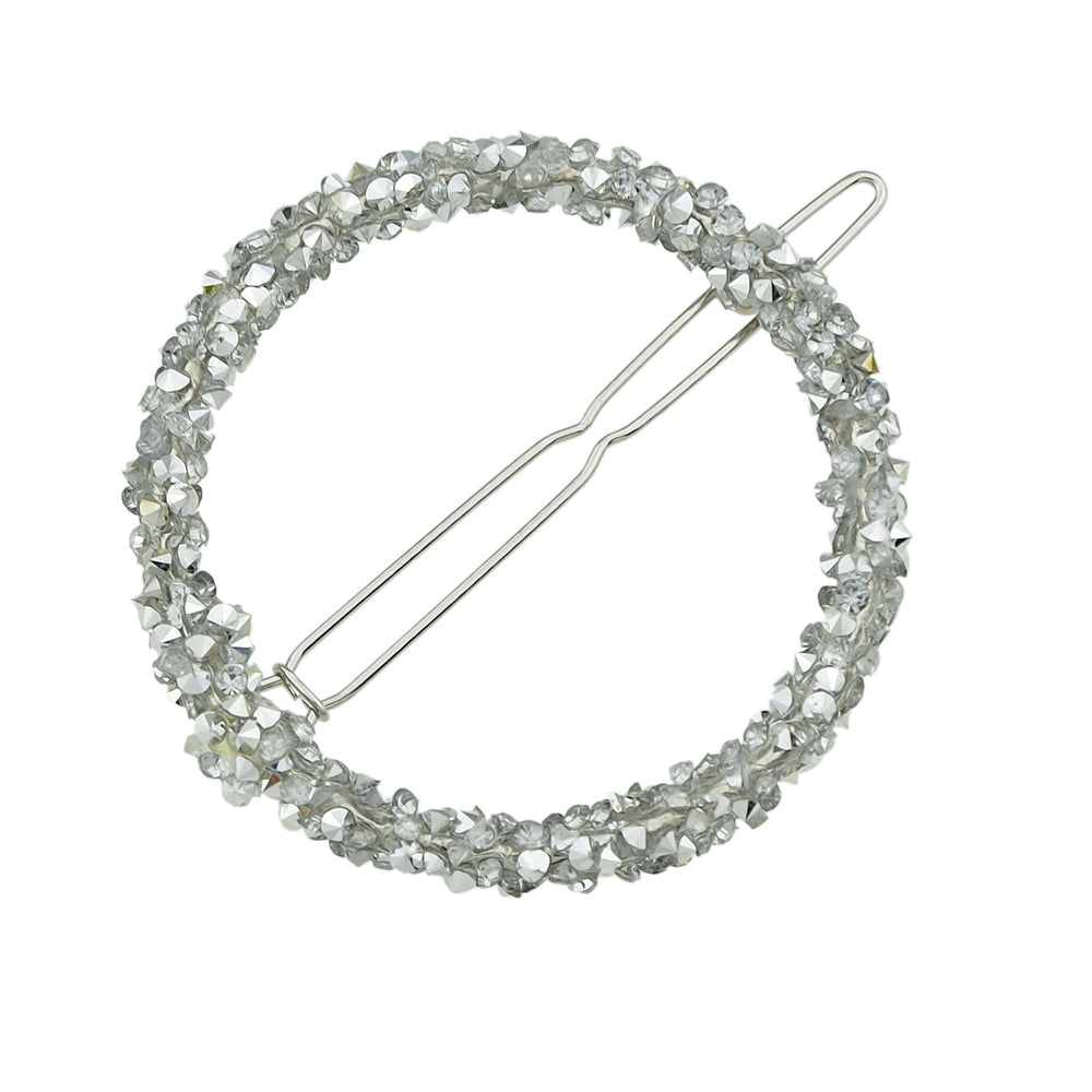 AU Local Hair Accessories Silver Pink Rhinestone Circle Hair Clip for