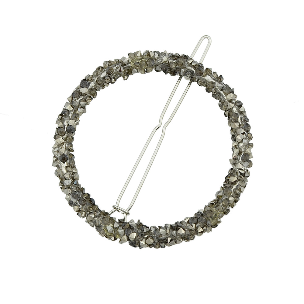 AU Local Hair Accessories Silver Pink Rhinestone Circle Hair Clip for