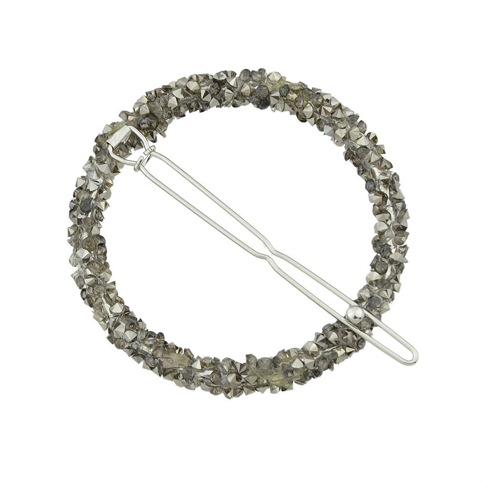 AU Local Hair Accessories Silver Pink Rhinestone Circle Hair Clip for
