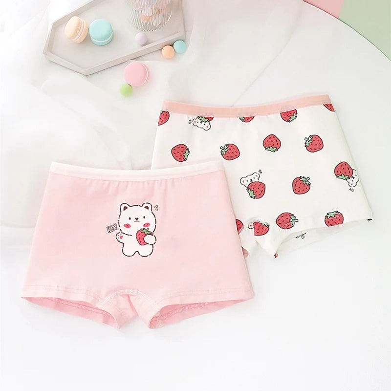 2Pcs Baby Girls Panties Sets Cotton Kids Underwear Clothes Cute Cartoon Toddlers Shorts Underpants Children Panties 3-11years