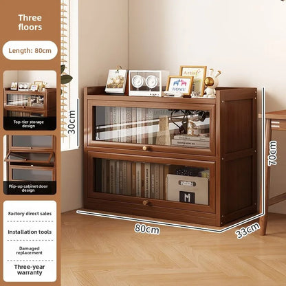 Multi-functional BambooBookcase LargeCapacity Wooden Bookshelf Storage Cabinet Display Rack Home Furniture for Living RoomOffice