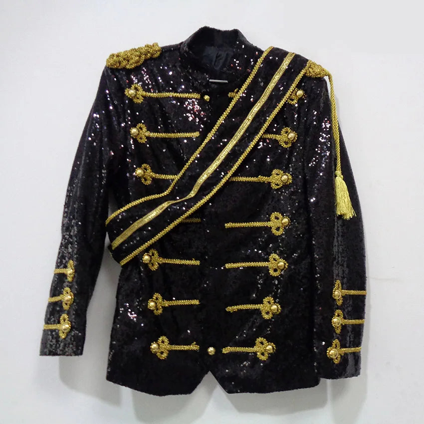 Michael Jackson MJ Coat Dance Sequins Suit Jacket Stage Singer Cosplay Costume Halloween Uniform Outfit Customize Any Size