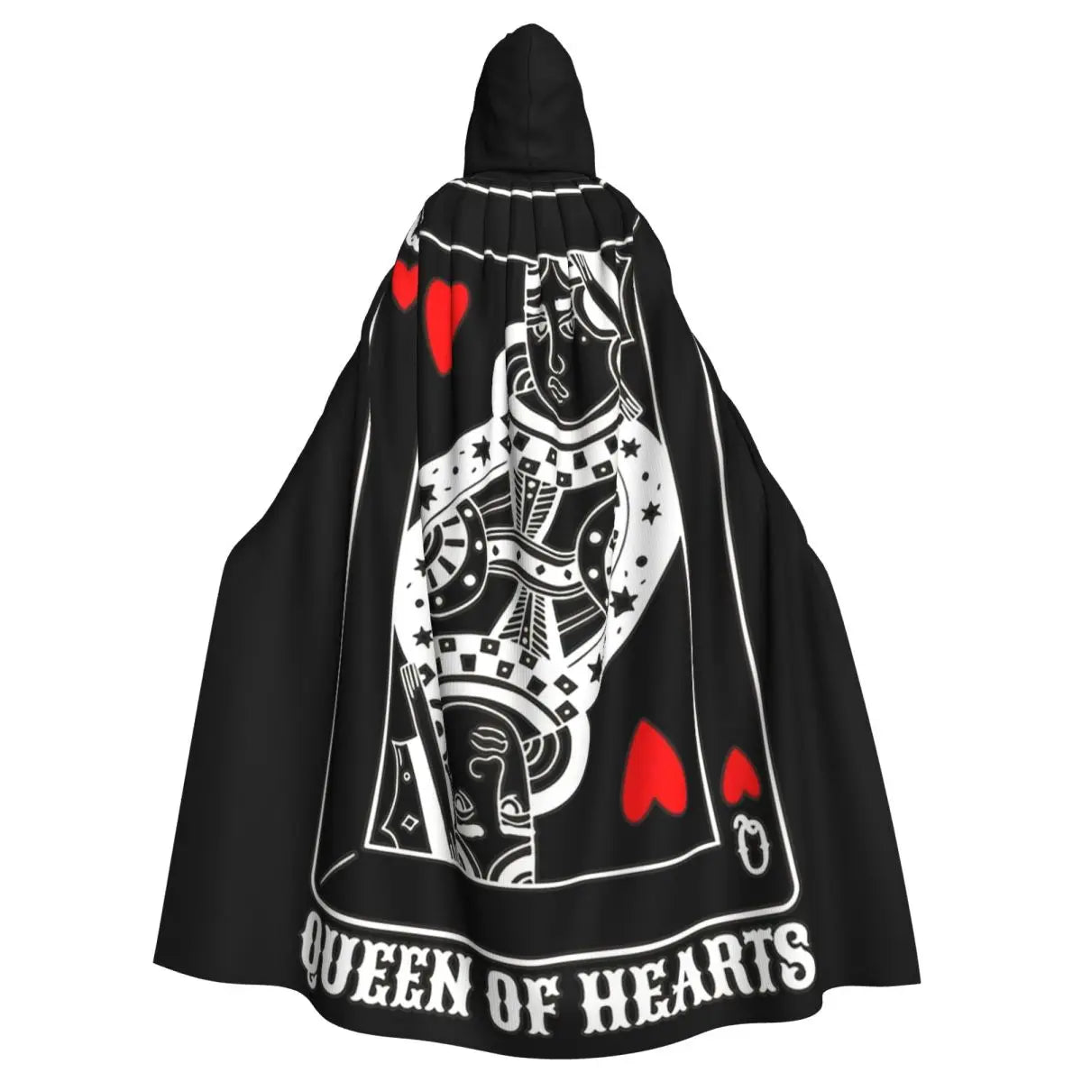 Queen Of Hearts Halloween Design Idea Card Lover Fun Lazy Halloween Long Hooded Cloak Witch Medieval Costume Cosplay Cape