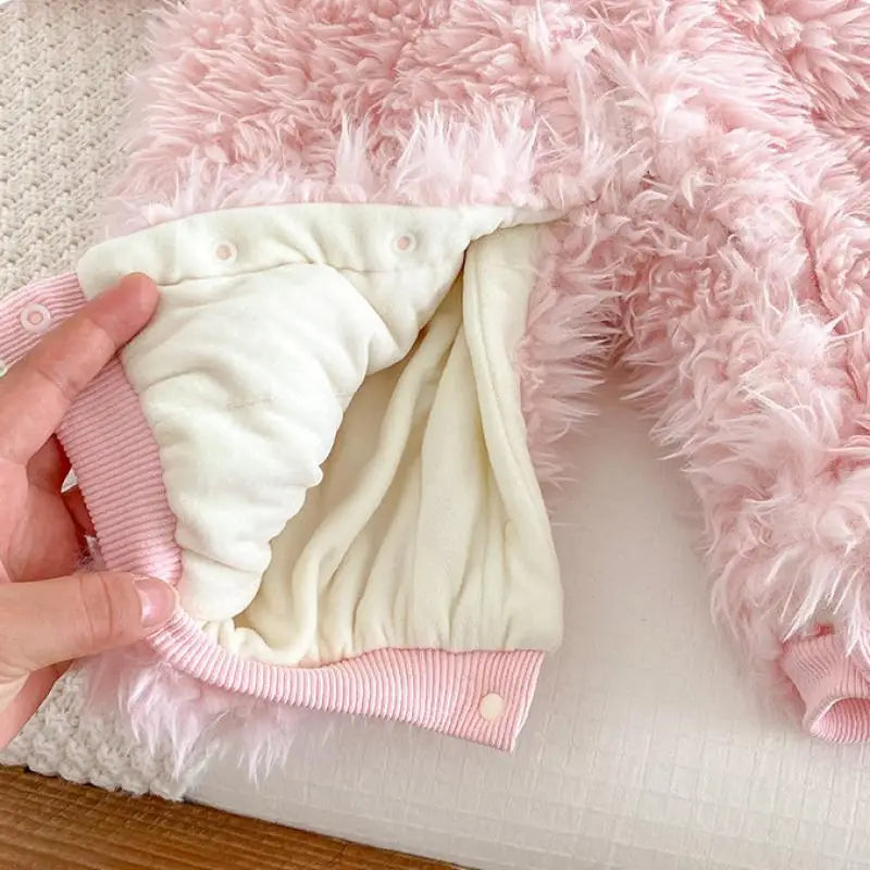 Cekcya Winter Warm Baby Cartoon Rabbit Hooded Romper Infant Girls Thick Coat Jumpsuit Newborn Clothes Soft Pajama Overalls