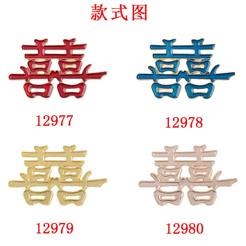 Alloy accessories jewelry Chinese style dripping oil cloisonne double happiness accessories DIY wedding bride hair accessories