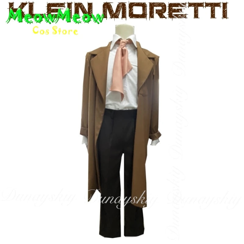 Lord of Mysteries Anime Klein Moretti Cosplay Codename Fool Brown Coat Set And Black Wig Halloween Costume Suit