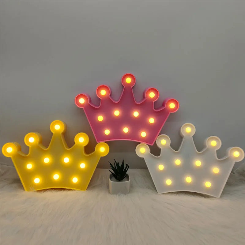 3D Crown Shape LED Night Light Table Lamp Christmas Party Home Room Wedding Garden Party Wall Lamp Decoration Girl Gift