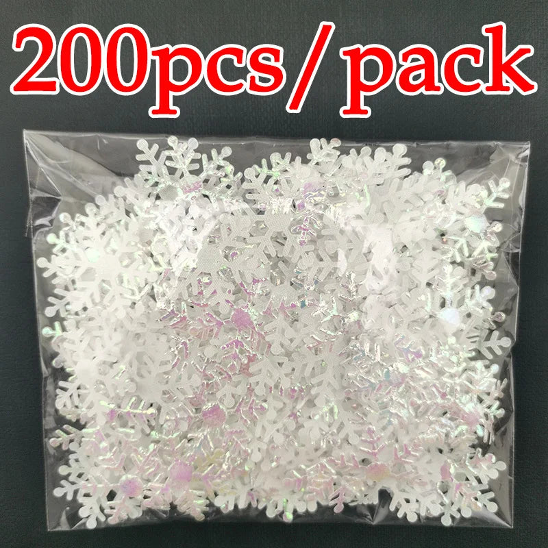 200pcs/lot 3CM Christmas Snowflakes Confetti Artificial Snow Xmas Tree Ornaments Decorations For Home Party Wedding Decor