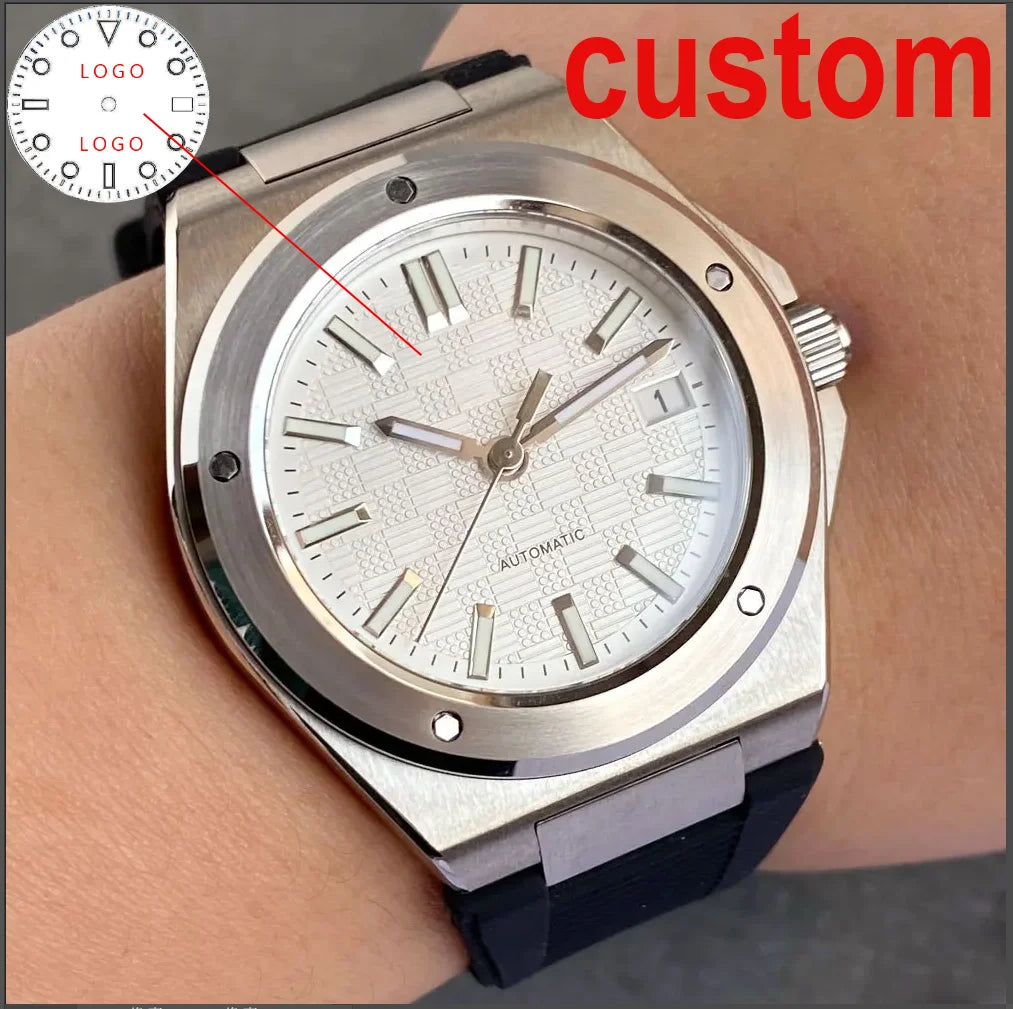 Custom New Silver 40mm Round Bezel White Dress Luxury Men Sapphire Mechanical Watch 100m Waterproof Japan NH35A Men Watches