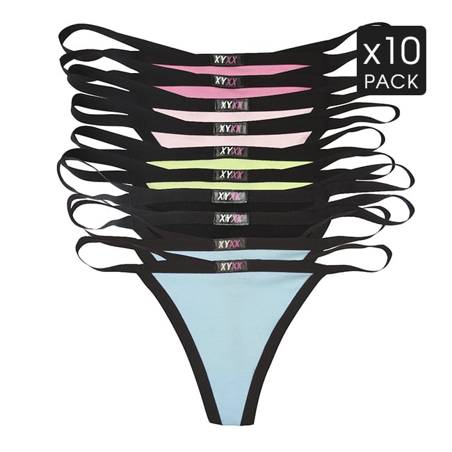 10 Womens G String Thongs Mix Colour Pack
