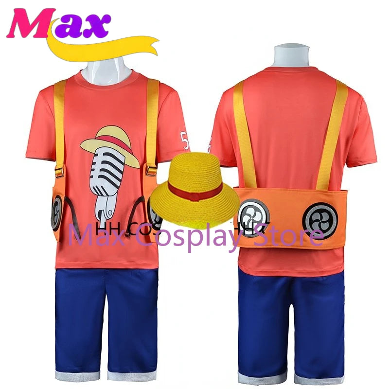 Max Anime Film Red Luffy Cosplay Costume Kids Adults Halloween Outfit Role Play