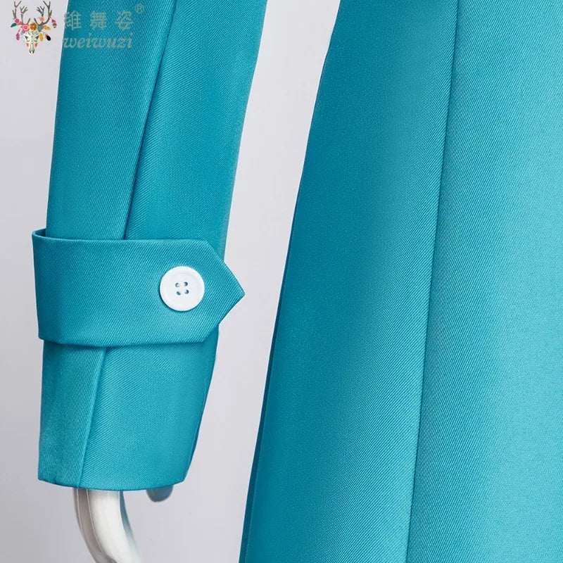 Lucy Wilde Cosplay Costume Blue Long Jacket Animated Movies Lucy's Overcoat Wome Halloween Partyn's Trench Coat Wig for Woman