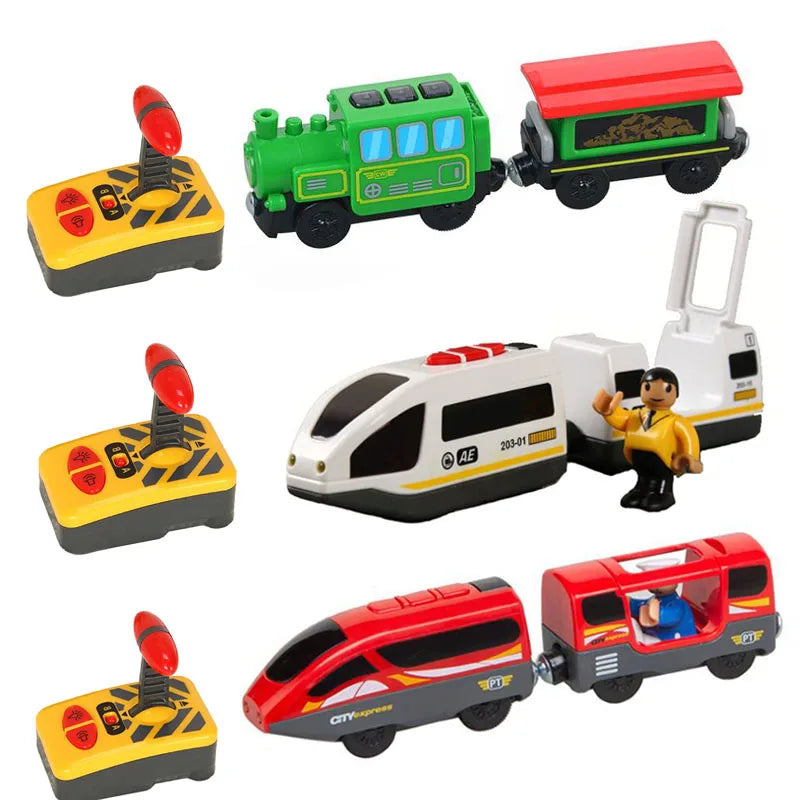 RC Electric Train Set Truck Magnetic Train Diecast Slot Car Toy Fit for Wooden Railway Train Track Birthday Christmas Gift