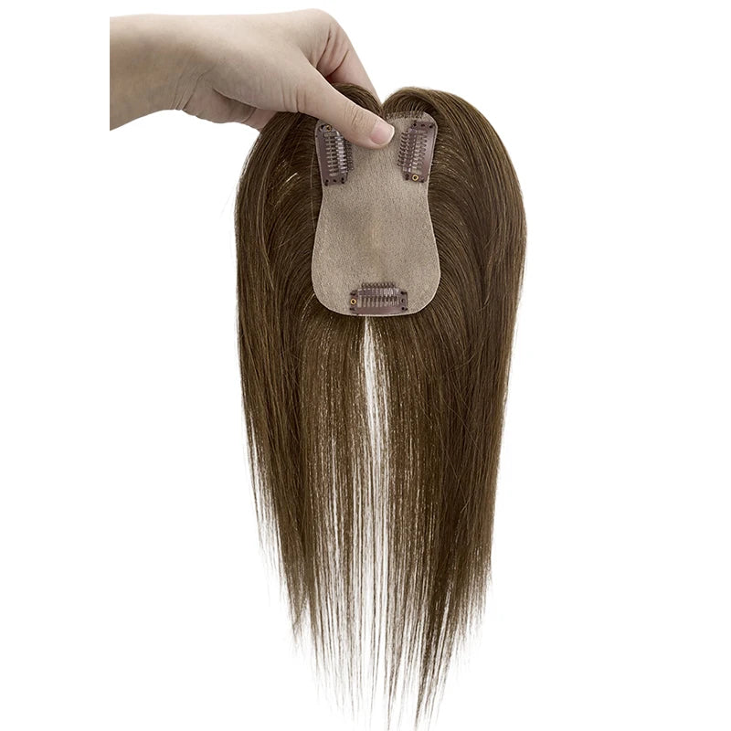 Clip in Women Human Hair Wigs Silk Base Human Hair Toppers Brazilian Human Hairpiece Blonde Hair Toupee Natural Hair System