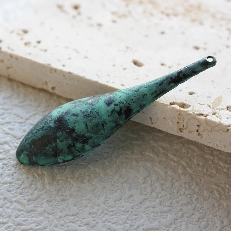 Premium Plated Solid Brass Brushed Spoon Charm - 50x14mm (4332C)