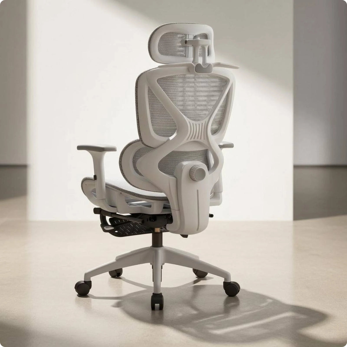 High Back Swivel Chair with Breathable Mesh Padded Armrests Adjustable Headrest Lumbar Support for Modern Work Station