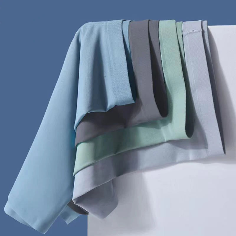 1Pcs Traceless Panties Men's Boxer Shorts Ice Silk Underwear Thin Underpants Sexy Panties Breathable Elastic Lingerie Wholesale