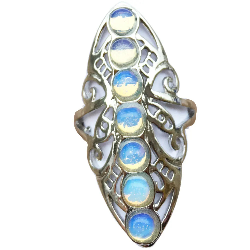 Malachite Lapis Lazuli Tiger Eye Malachite Goldstone Opal Unakite Carnelian Crystal Women Men Art  Ring  Adjust Size PWB791